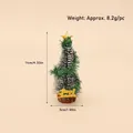 Mini sapin de Noël givré avec étoile dorée, socle en bois et texte Merry Christmas - Sapin Vert Avec Ruban Vert