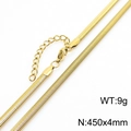 Golden titanium steel flat snake chain necklace 450x4mm with lobster clasp and extension - Gold 4mm Necklace