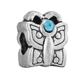 Silver butterfly charm bead with a central round blue zircon for DIY jewelry - Vintage Silver Blue Rhinestone Butterfly Style (4)