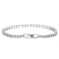 Elegant s925 silver tennis bracelet with sparkling zircon stones on a white background - Machine-made Tennis Chain 2.5mm Bezel Set White Gold Plating 16.5cm Approx. 4.4g.