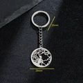 Silver stainless steel fairy pendant keychain with 26mm round charm and 25mm ring size - 090-Flower Fairy