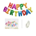 Colorful 16-inch Happy Birthday foil balloon set with ribbon and straw for party decor - Candy Color Happy Birthday