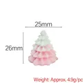 Pink and white resin Christmas tree figurine with spiral texture and size 25x26mm - Pink and White Christmas Tree