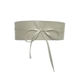 Elegant beige wide PU leather corset belt with stylish front bow detail for women - Beige