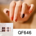 Detail von QF646 Nagelaufklebern mit braunen Blattmustern und Nude-Herz-Design - Brauner Zweig Stil (QF646)