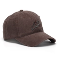 Brown washed vintage baseball cap with 3D letter embroidery in a worn cotton style - Washed Brown