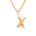 Minimalist 18K gold-plated stainless steel necklace with engraved letter X pendant - Letter X / Rose Gold