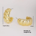 Golden croissant earrings in twisted geometric style with 3.00cm length and polished finish - Gold Croissant Design (E01595-27)