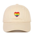 Beige baseballpet met regenboogharthoek, klassieke katoenen canvas zonnehoed voor uniseks - Broken Wit