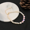 Natural pearl bracelet with colorful LUCKY letter beads and 18k gold plated clasp - LUCKY Letter Freshwater Pearl Bracelet