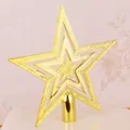20cm Gold Glitter Star Tree Topper with hollow design and mounting base for Xmas tree - Flat Star 10cm / Gold