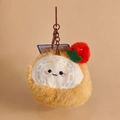 Pendentif taco en peluche orange avec détail fraise et texture douce pour sac - Gâteau roulé / 9cm