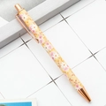 Floral print retractable ballpoint pen with rose gold metal accents and yellow barrel - Type B Large Flower / Yellow