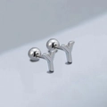 Polished silver stainless steel stud earrings featuring a minimalist letter Y design - Letter Y (T55662) / Silver