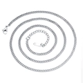 Classic silver titanium steel flat curb chain necklace with a lobster clasp for men - Silver