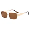 Lunettes de soleil rétro à double pont, monture en métal doré et verres bruns, C3 - Monture Dorée Verres Ambrés