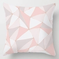Detail of peach skin pillowcase with pink, grey and white geometric triangle patterns - 18x18 Inch / Pink Gray Geometric Splicing (DRD111-24)