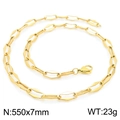Polished golden stainless steel necklace with geometric hexagonal links in 550x7mm size - Style A Gold Necklace 55cm (KN228638-Z)