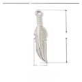 Detailed view of silver feather pendant in stainless steel with 28x6mm dimensions - Silver Textured Feather (VG067)