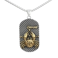 Collana con ciondolo segno Cancro in argento con rilievo di granchio dorato su medaglia - Cancro