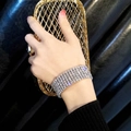 Luxurious wide multi-row micro-set rhinestone cuff bracelet with silver-tone finish - Silver Full Rhinestone Bracelet