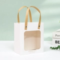 White gift bag with transparent window, double handles and MEMORY Precious text - Kraft Paper Flat Handle / Small 14.5*8*16.5cm / White