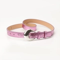 Cintura rosa metallizzata con fibbia a mezzaluna argento per abiti da donna - Rosa Rossa