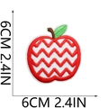 Detailed view of apple shape embroidery patch with 6cm measurement for garment decor - Red White Wave Apple (10号)