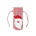Housse de bouteille de Noël à rayures rouges et blanches avec cordon en satin - Père Noël