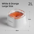 KIMPETS 2L floating pet water bowl in white and orange with anti-spill design - Floating Bowl 2L / Orange and White