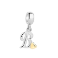 S925 sterling silver letter B charm with gold heart pendant for DIY jewelry - Letter B
