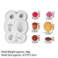 Silicone mold for 3D nuts and berries featuring walnut and raspberry shapes for cake decor - 2#B861 (Natural Nuts) / Gray