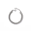 Pulsera de doble capa para hombre en acero de titanio con diseño de cadena y eslabón - Pulsera de quilla de doble capa D1011 (18+4cm) / Color Acero