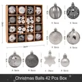 Detail of 42pcs Christmas ball set showing 3cm and 6cm silver ornaments in a gift box - Silver Grey (42 Pcs)