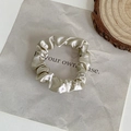 Elegant champagne silk satin scrunchie hair tie for women stylish bun hairstyles - Solid Khaki