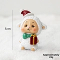 Christmas sheep figurine with red hat and gift box, 5cm resin holiday ornament - Lamb (49g)