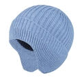 Gorro de invierno de punto acanalado azul claro con orejeras y forro de vellón - Tipo estándar / Azul claro