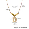 Détail du collier en corde colorée avec perles dorées et pendentif lettre D en zircon - Lettre D Or (RP019-D)