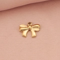 Titanium steel golden bow-knot pendant charm on pink textured fabric background - Gold Bow 3 Pendant