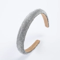 Sparkling silver headband with dense rhinestones and a padded non-slip velvet lining - Silver