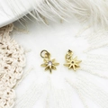 Golden star-shaped charms with crystal inlay and textured finish on white lace - Hexagram