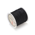 Close-up of 0.8mm black polyester braided cord neatly wound on a spool for DIY jewelry - 0.8mm*10m/Pack / Black