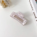Pinza per capelli rettangolare in acetato color lavanda con texture marmorizzata - Bianco Perla-7.8cm