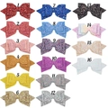 Glitter sequin bow hair clips set in 16 vibrant colors for girls hair styling - Multicolor