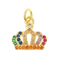 Golden crown pendant with colorful zircons for DIY necklaces and handmade jewelry - Rainbow Zircon Crown