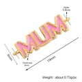 Pink enamel MUM charm connector in gold-plated brass for DIY jewelry, 19mm size - Gold Plated MUM Letter Pink Enamel / L375146-Pink