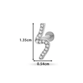 Silver lightning bolt stud earring with clear zircons, size 1.35cm height and 0.54cm width - Lightning Style (0167-9#) / Silver