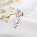 Silver fork and pink bitten donut earring with zircon screw back cartilage stud - Donut Fork (Single Piece)