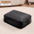 Large black nylon travel organizer bag with handle for luggage storage, 40x30x10cm size - Black Expandable Large
