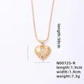 Gold heart letter R pendant necklace with snake chain and zircon crystals, 50cm length - Letter R